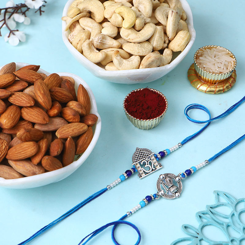 Divine Om N Krishna Rakhis With Dry Fruits