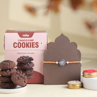 Divine Om Namah Shivay Silver Rakhi N Cookie Treat