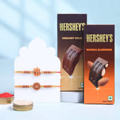 Divine Om Rakhi Duo With Hersheys Choco Bars