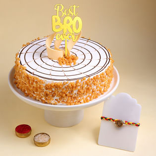 Divine Om Rakhi With Butterscotch Cake