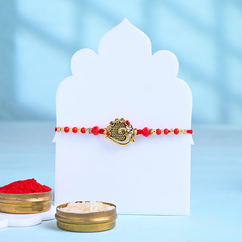Divine Om Rakhi With Cashews N Chana Badam Burfi