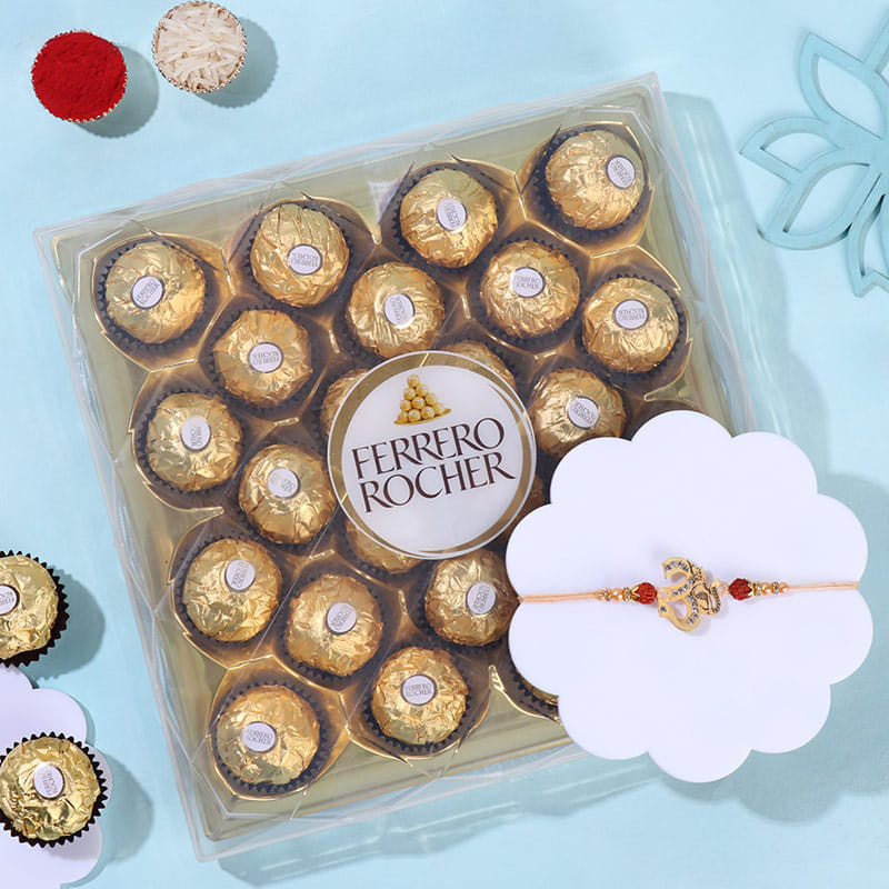 Divine Om Rakhi With Ferrero Rocher