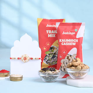 Divine Om Rakhi With Trail Mix N Cashews