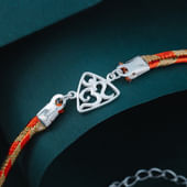 Orange Thread Om 925 Silver Rakhi