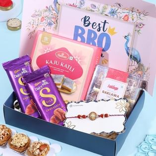 Divine Om Trishul Rakhi N Sweet Delights Hamper