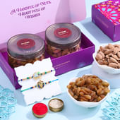 Divine Peacock Rakhi Duo N Almonds Raisins Treats