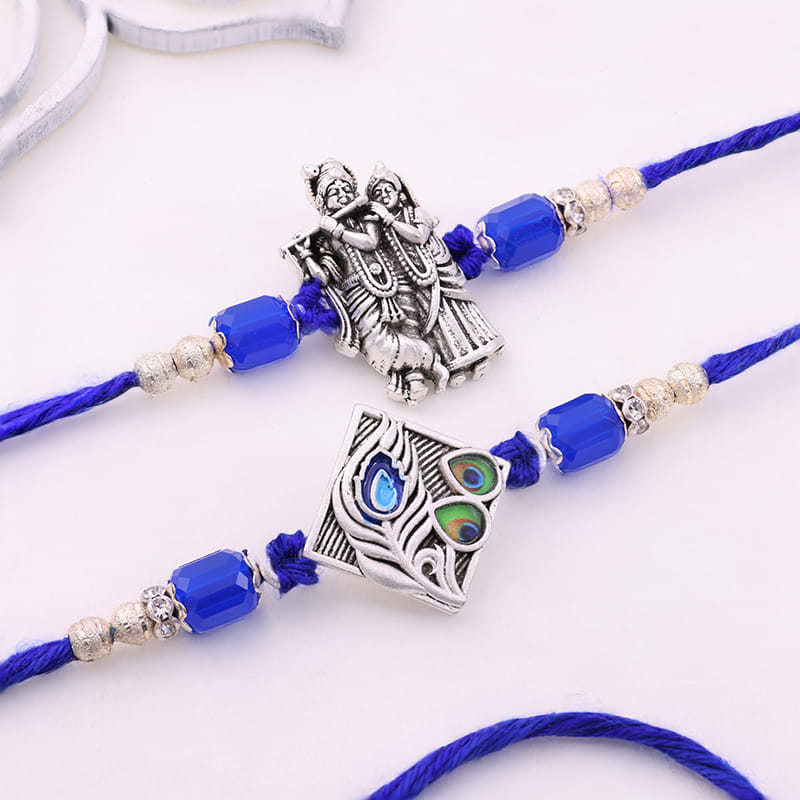 Divine Radha Krishna N Morpankh Rakhi