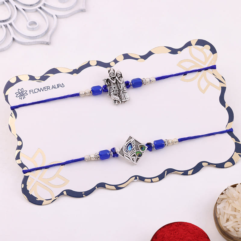 Divine Radha Krishna N Morpankh Rakhi