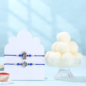 Divine Radha Krishna Rakhi Duo With Rasgulla