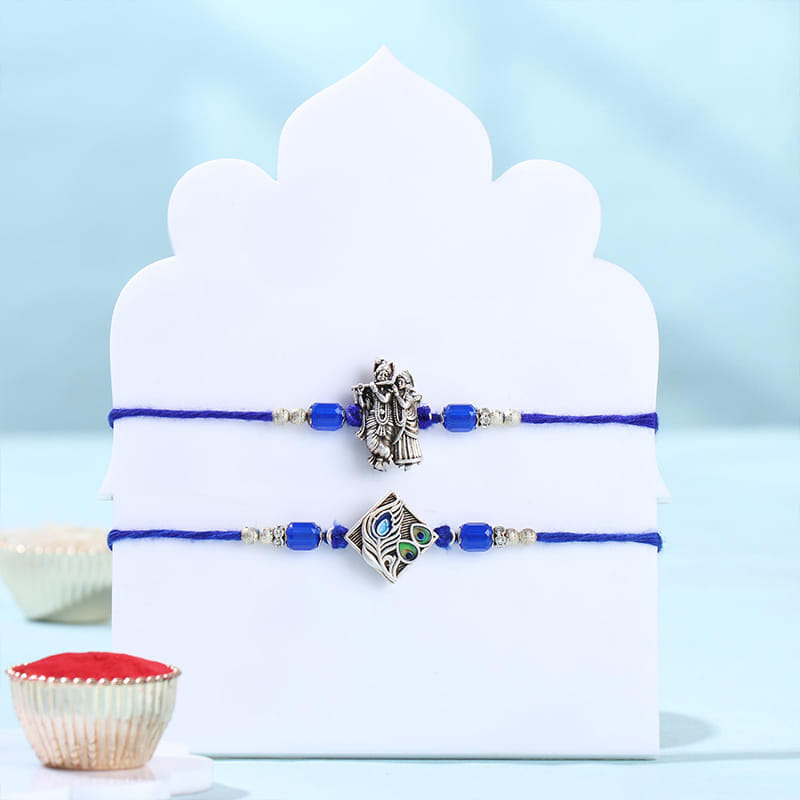 Divine Radha N Krishna Rakhi With Kaju Katli