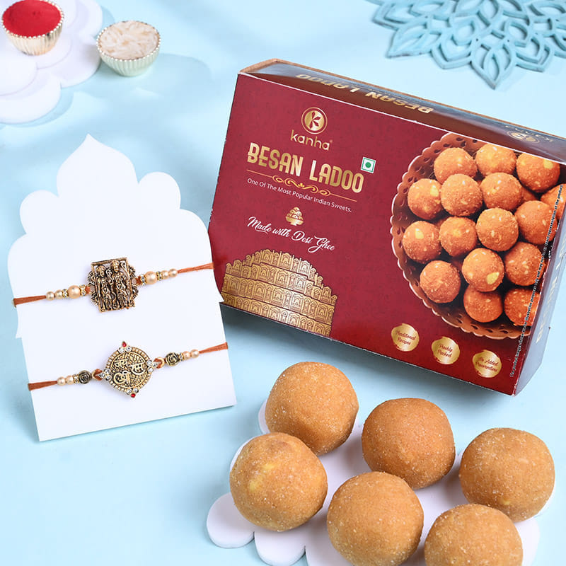 Divine Rakhi Duo With Besan Ladoo