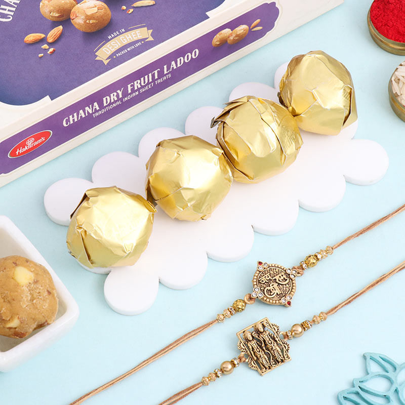Divine Rakhi Duo With Chana Dry Fruit Ladoos