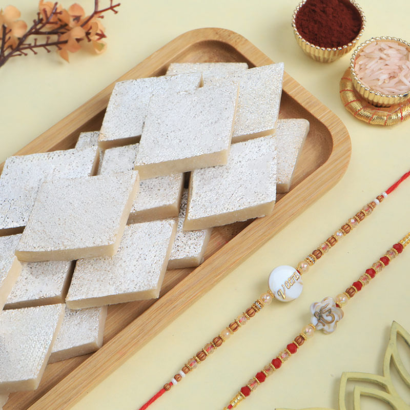 Divine Rakhi Duo With Kaju Katli