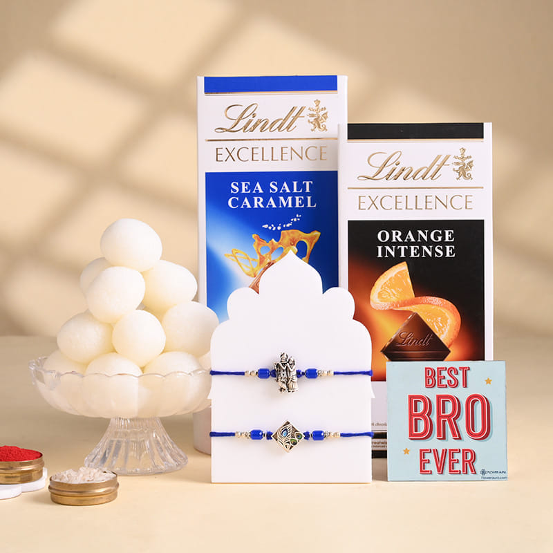 Divine Rakhi Duo With Rasgullas N Chocolates