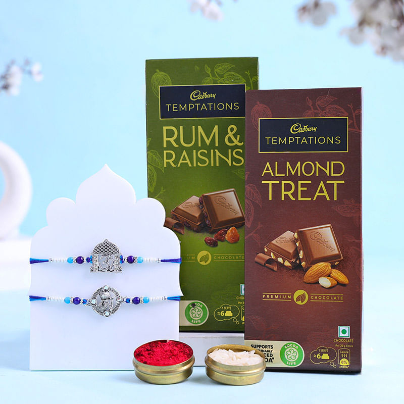 Divine Rakhi Duo With Temptations Chocolates