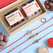 Divine Rakhi Set Of Three With Dragees