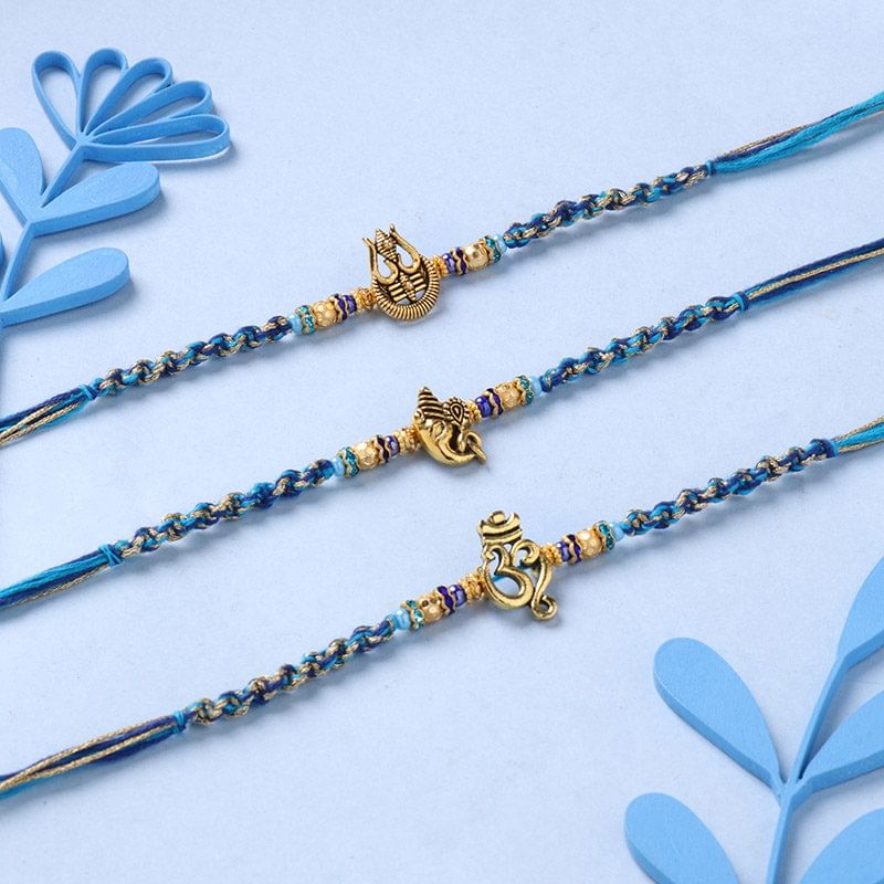 Set of 3 Divine Rakhi With Kaju Katli to USA
