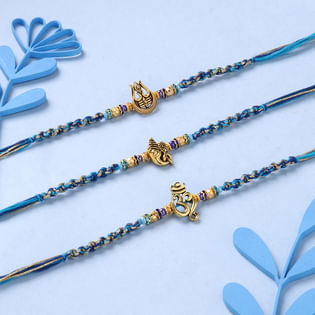 Set of 3 Divine Rakhi With Kaju Katli to USA