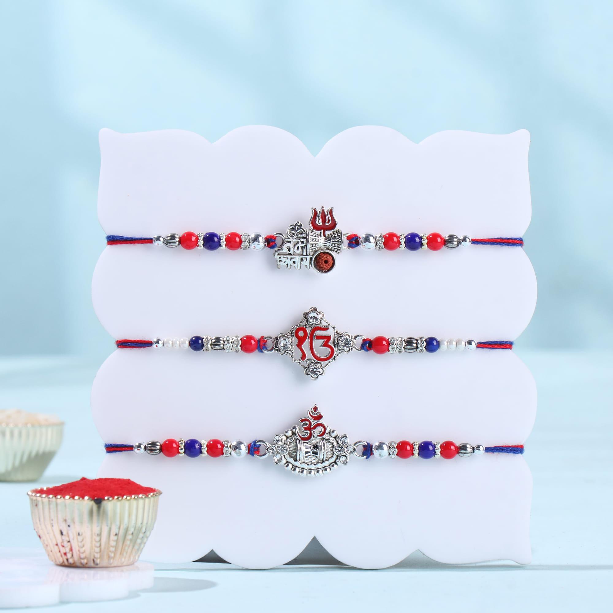 Divine Rakhi Trio With Trail Mix N Cashews