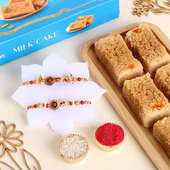 Divine Rudraksh Bhaiya Bhabhi Rakhis With Milk Cake