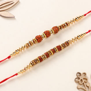 Divine Rudraksh Bhaiya Bhabhi Rakhis With Milk Cake