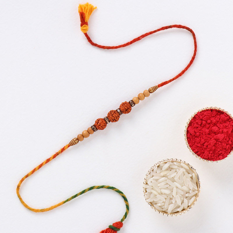 Divine Rudraksha Mauli Rakhi with Roli Chawal