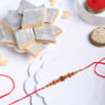 Divine Rudraksha Rakhi And Kaju Katli