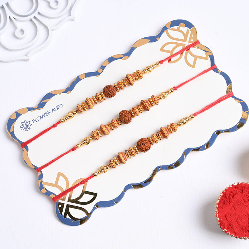 Sacred Rakhi Trio with Premium Kaju Katli
