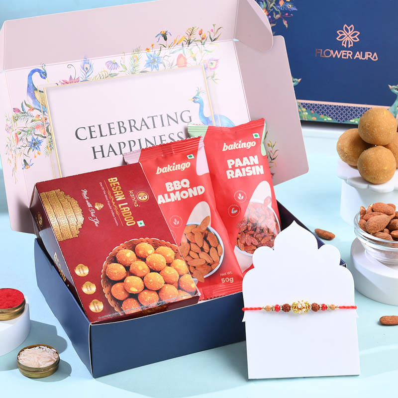 Divine Rudraksha Rakhi With Festive Treats