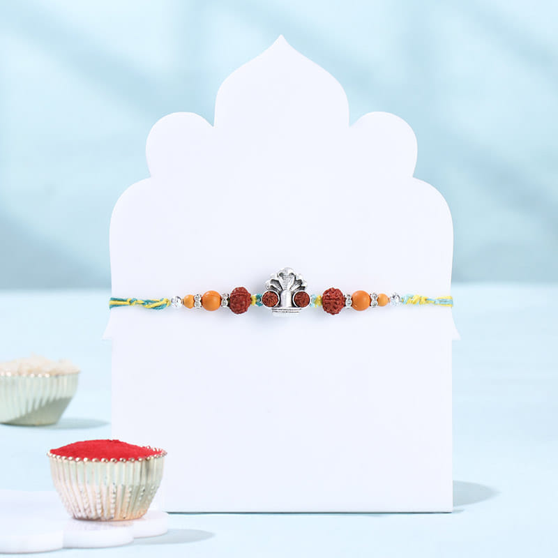 Divine Shivling Rudraksha Rakhi With Gulab Jamun