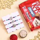 Divine Silver Rakhi Trio With Kitkats