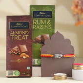 Divine Silver Trishul Damru Rakhi With Chocolates