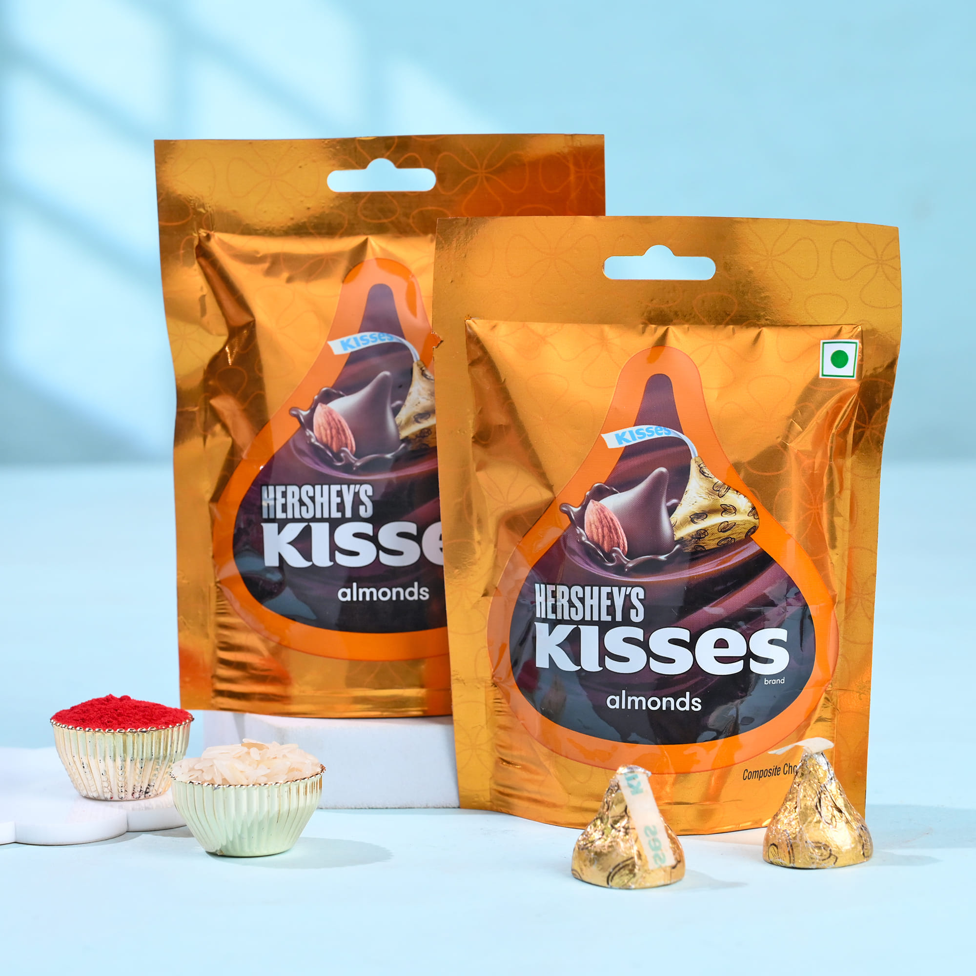 Divine Stone Rakhi Trio With Hersheys Kisses