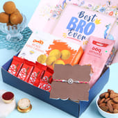 Divine Swastik Silver Rakhi N Sweets Nut Hamper