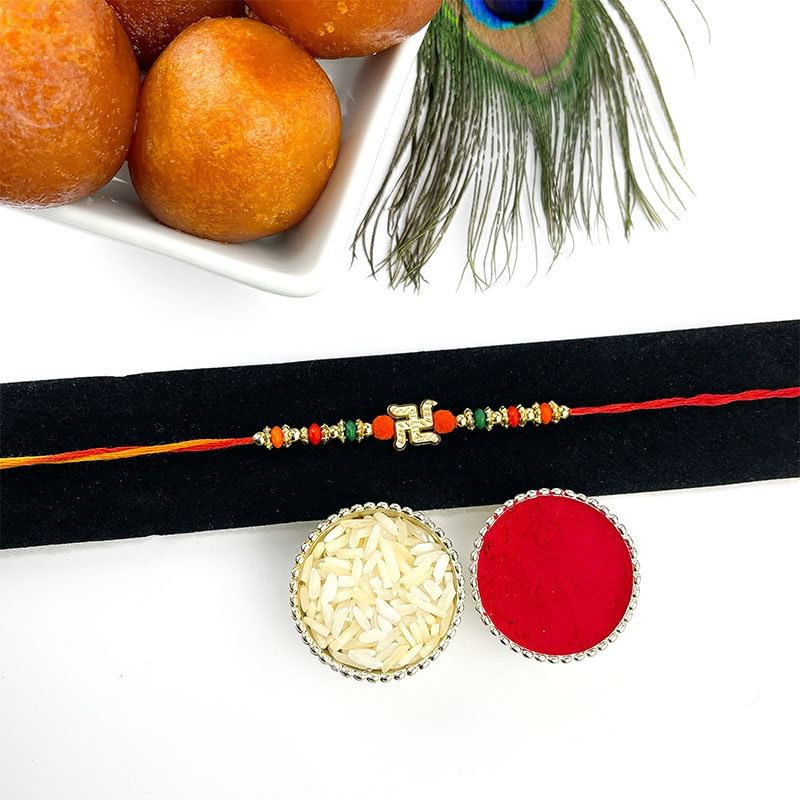 Divine Swastika Beads Rakhi With Gulab Jamun-Canada