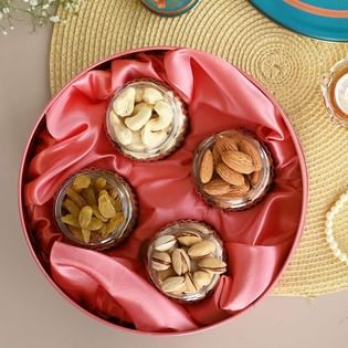 Diwali Delight Dryfruit Floral Tin Box
