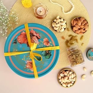 Delight Dryfruit Floral Tin Box