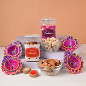 Diwali Diyas And Nuts - Best Diwali Gift