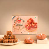 Buy Diwali Gift Hamper With Om Sweets Dhoda N Diyas