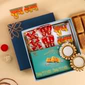 Diwali Sweet Box with Diyas, Swastik & Charan Paduka