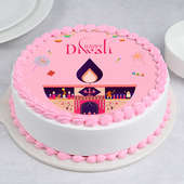 Diwali Theme Pink Cream Cake