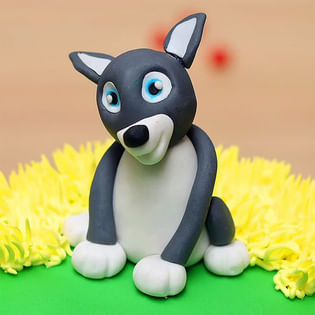 Close View Dog Lover Fondant Cake