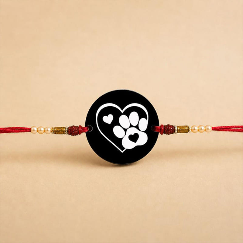 Dog Lover MDF Magnet Pet Rakhi with Decorative Beads