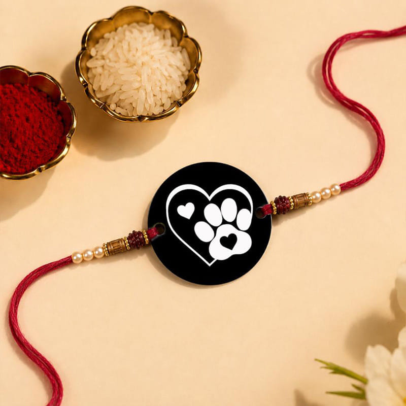 Dog Lover MDF Magnet Pet Rakhi with Decorative Beads