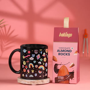 Doodle Print Mug N Almond Rock Combo