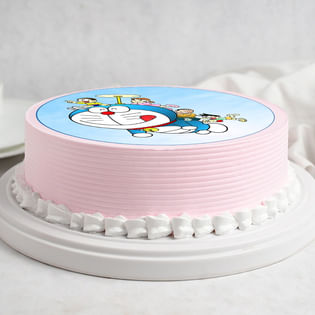 Side View of Doraemon Fam Cartoon Cake