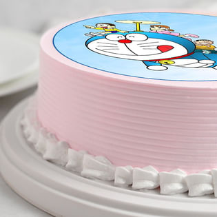 Close View of Doraemon Fam Cartoon Cake