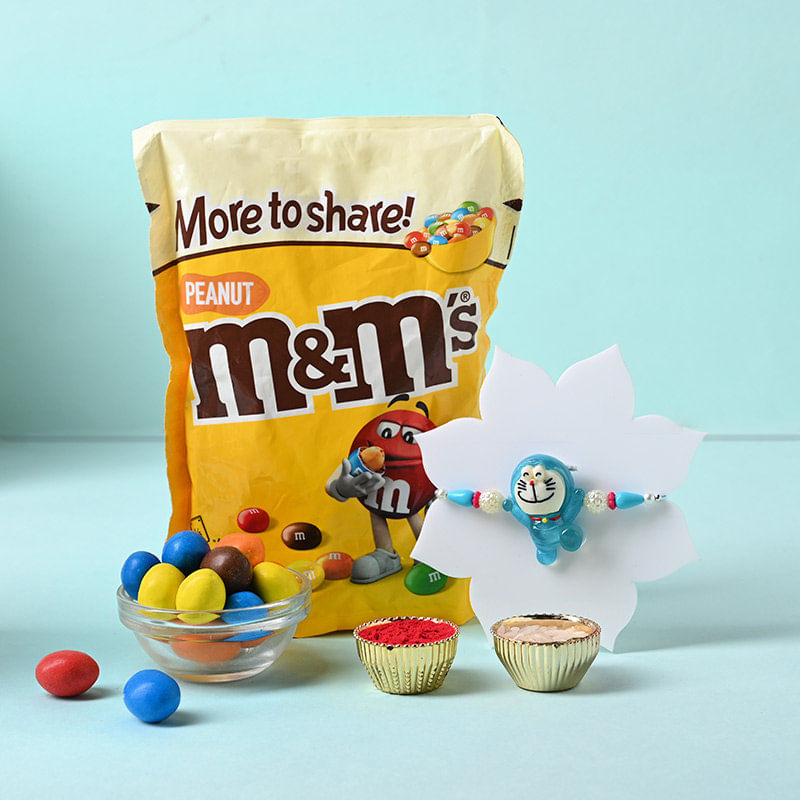 Send Doraemon Rakhi With Mnms Chocolate to UK