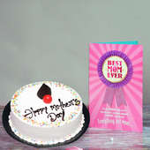 Happy Mothers Day Cake with Greeting Card for Mom