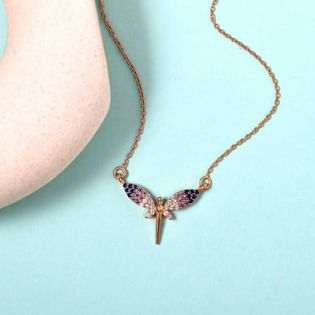 925 Sterling Silver Dragonfly Pendant With Dazzling Stones